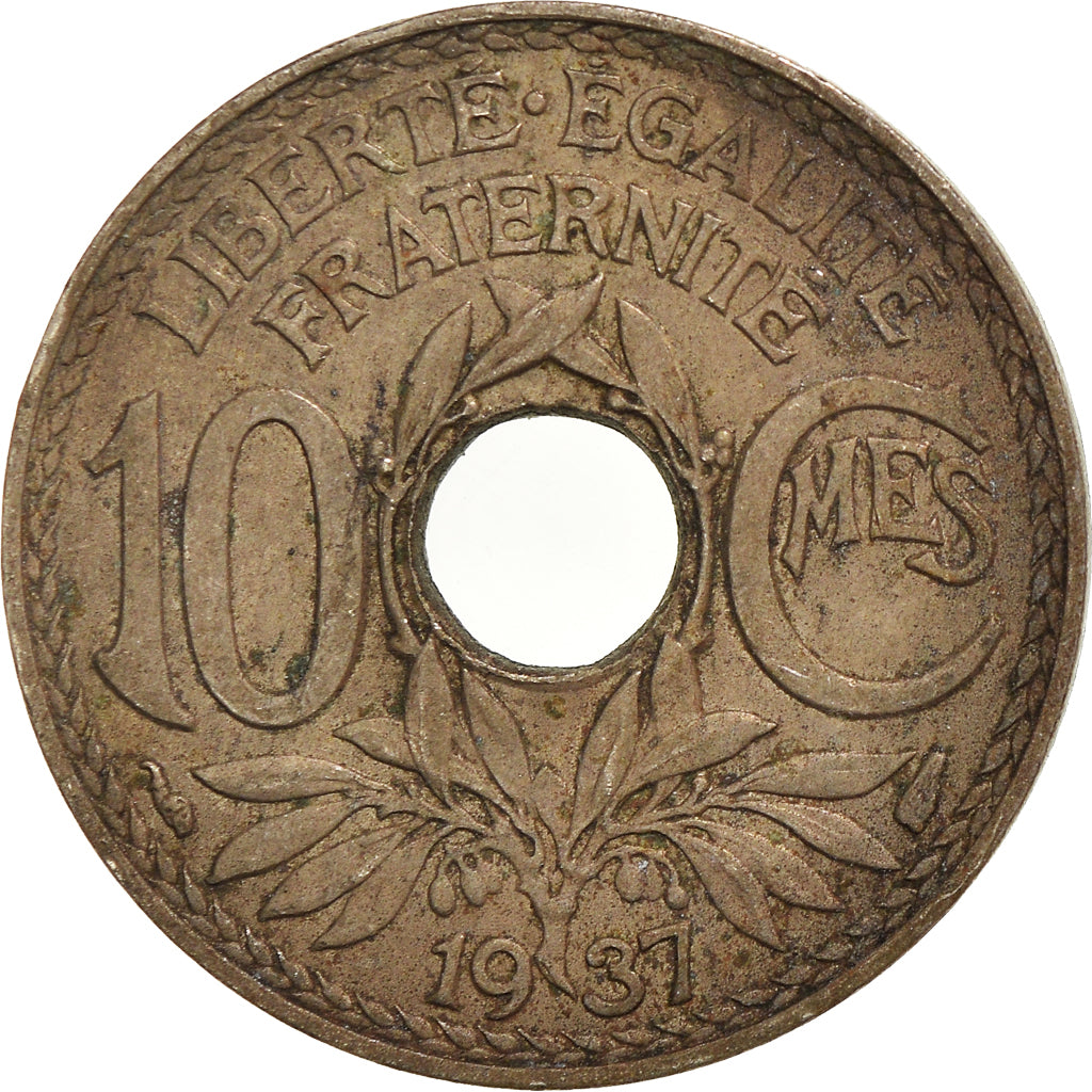Moeda, França, 10 Centimes, 1937