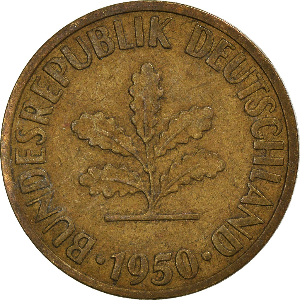 Moeda, ALEMANHA - REPÚBLICA FEDERAL, 10 Pfennig, 1950