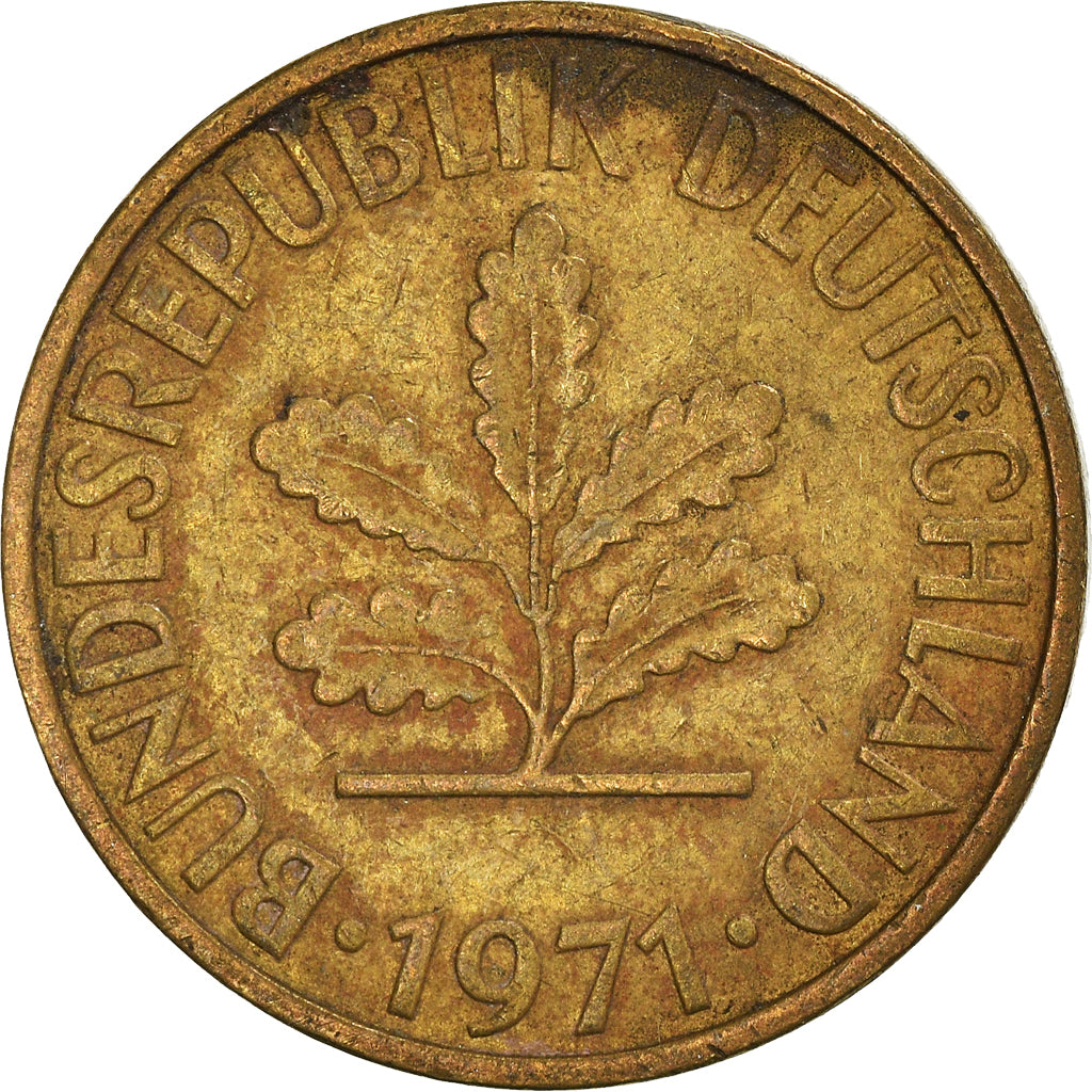 Moeda, ALEMANHA - REPÚBLICA FEDERAL, 10 Pfennig, 1971