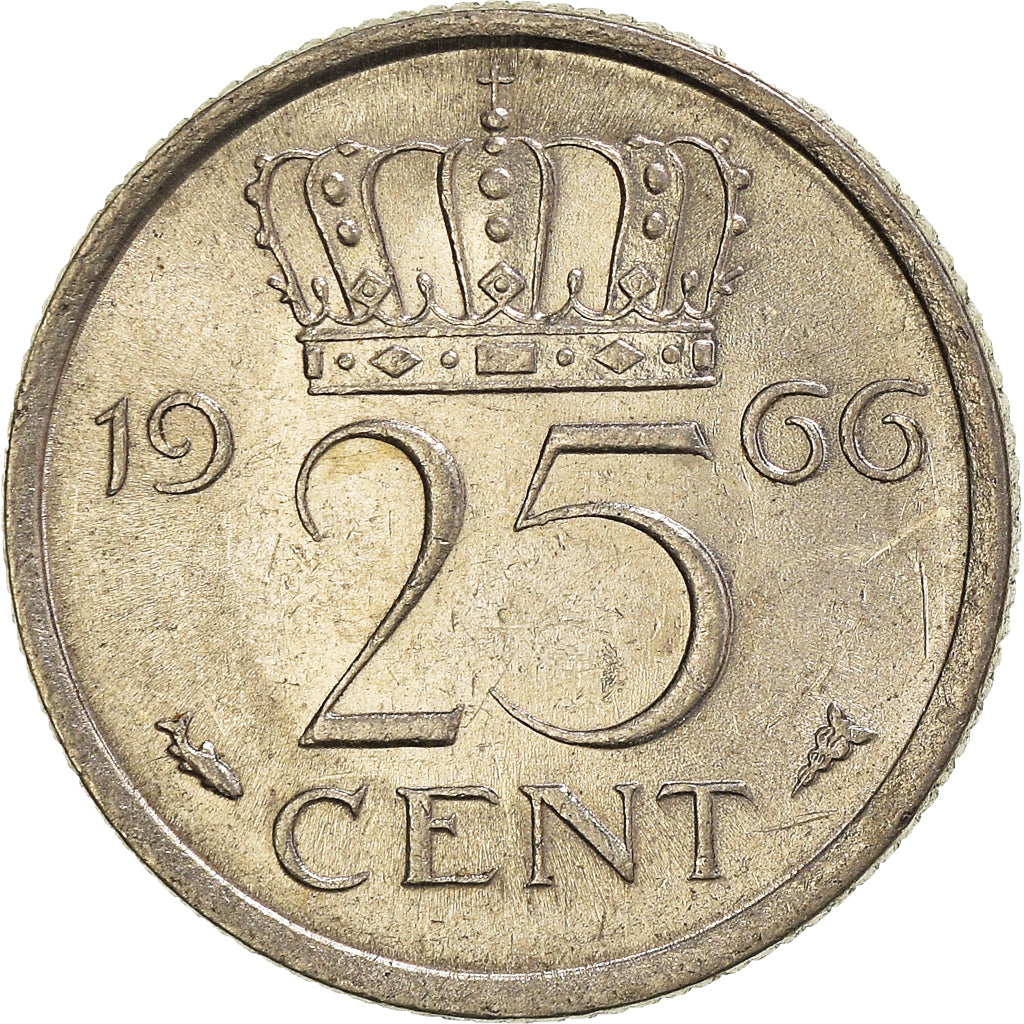 Münze, Niederlande, 25 Cents, 1966