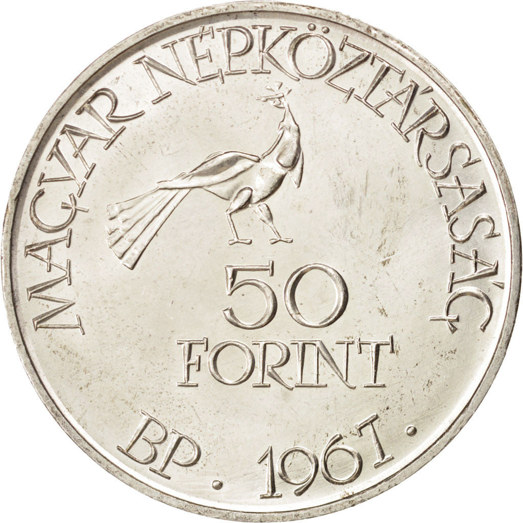 HUNGARY, 50 Forint, Otven, 1967, KM #578, MS(63), Silver, 19.98