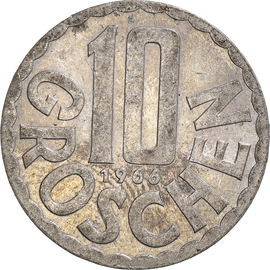 Moeda, Áustria, 10 Groschen, 1966