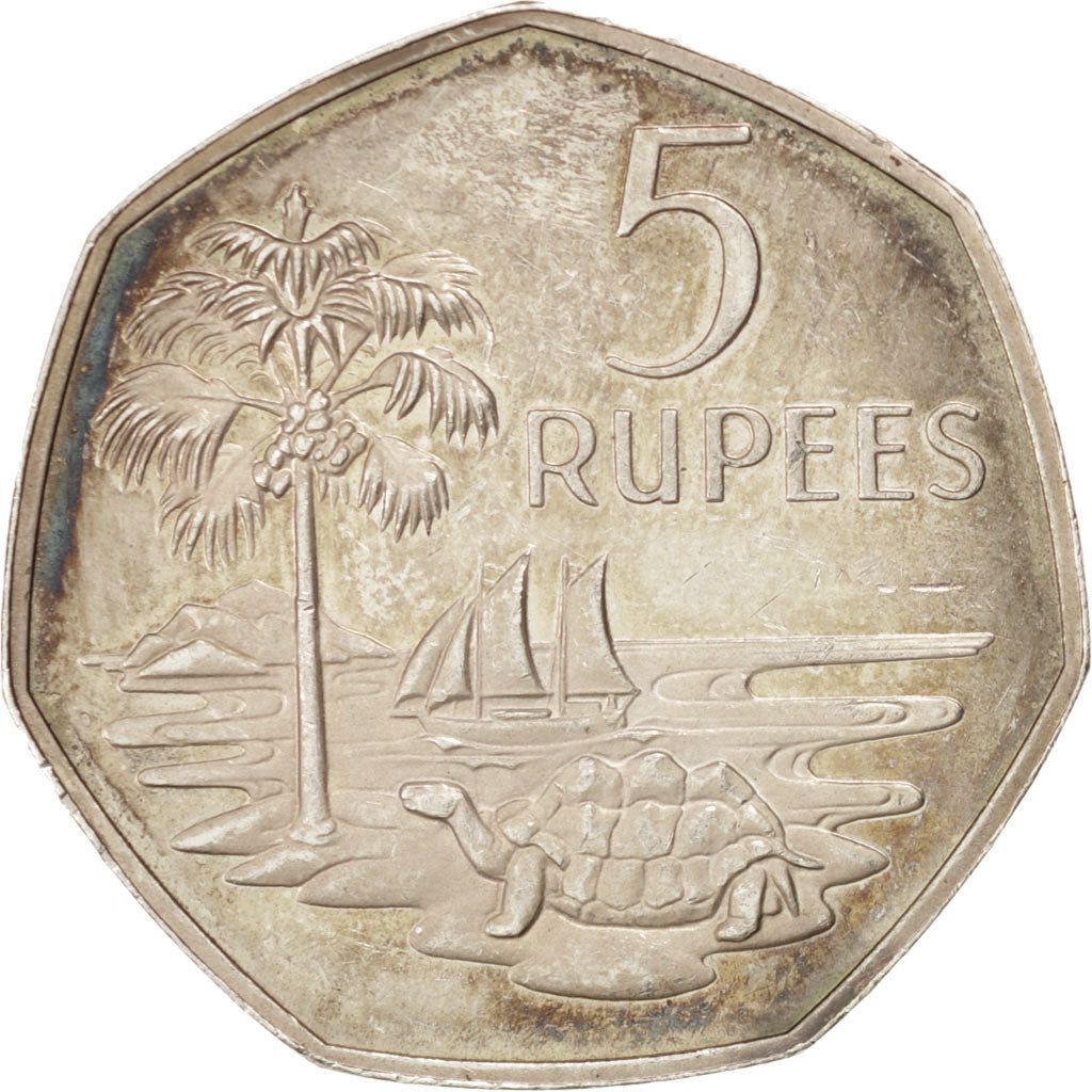 SEYCHELLES, 5 Rupees, 1974, British Royal Mint, KM #19a, EF(40-45), Silver, 30,.