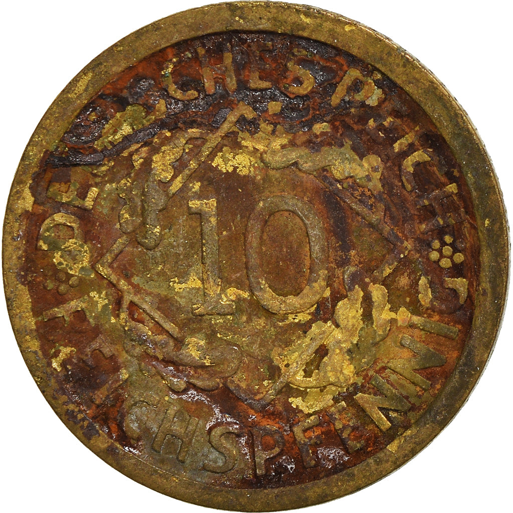 Moneta, NIEMCY, REP. WEIMARSKA, 10 Reichspfennig, 1925