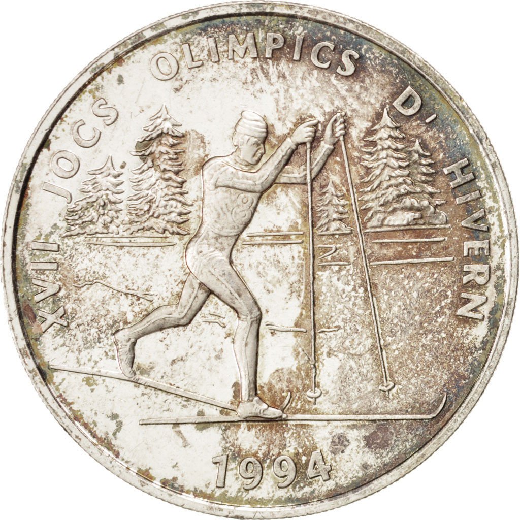 ANDORRA, 5 Diners, 1993, KM #80, AU(55-58), Silver, 30, 10.12