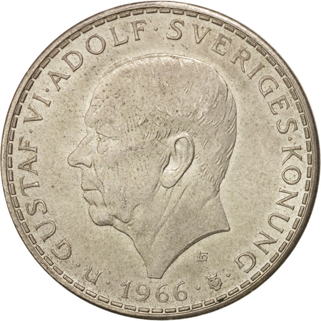 Coin, Sweden, Gustaf VI, 5 Kronor, 1966, AU(55-58), Silver, KM:839