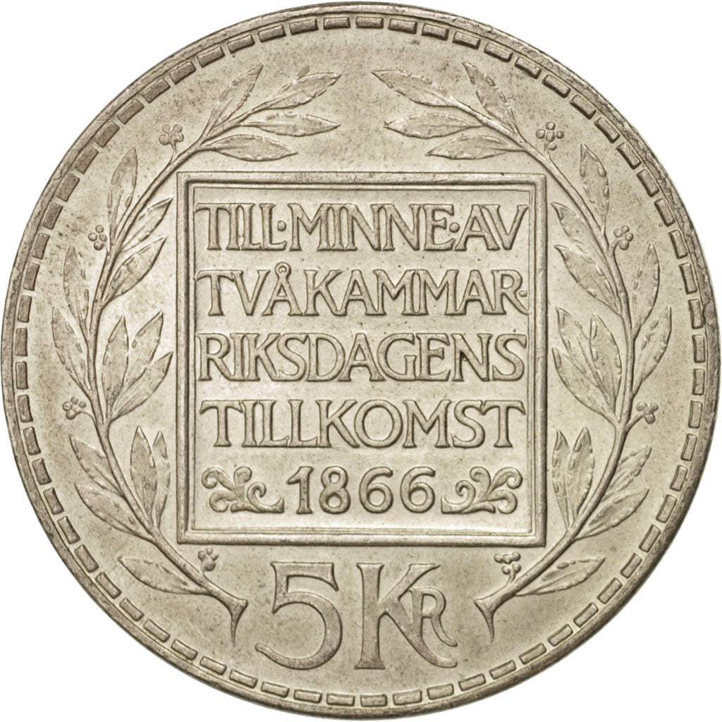 Coin, Sweden, Gustaf VI, 5 Kronor, 1966, AU(55-58), Silver, KM:839