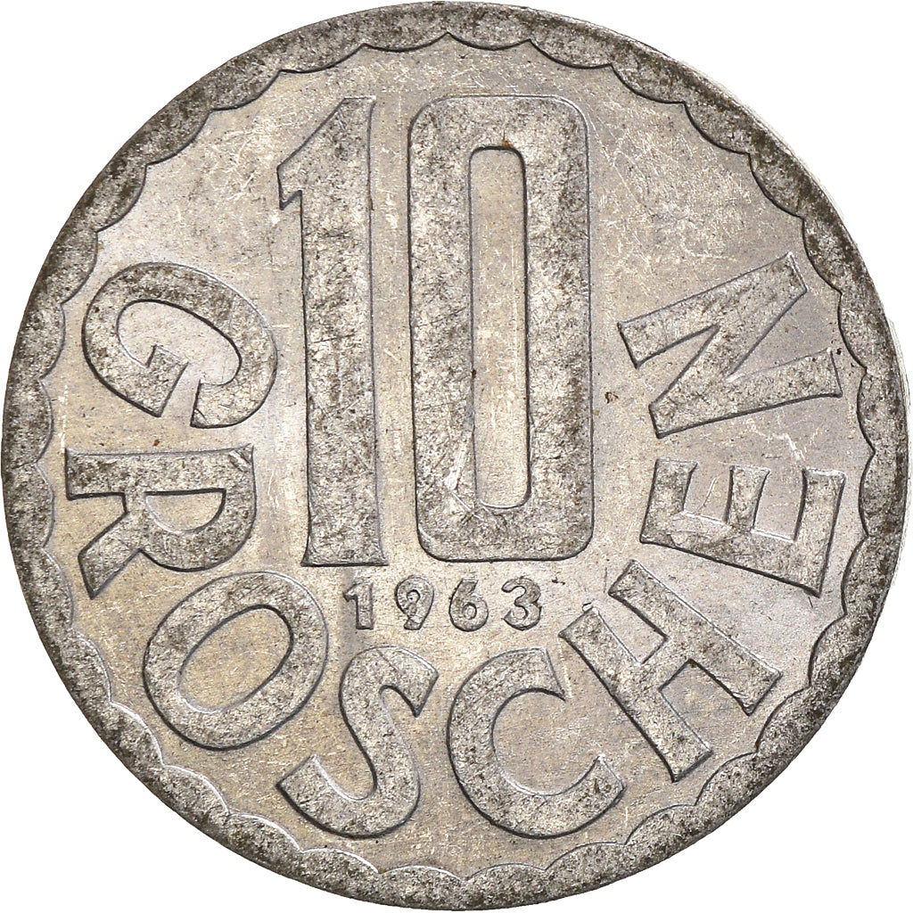 Moeda, Áustria, 10 Groschen, 1963