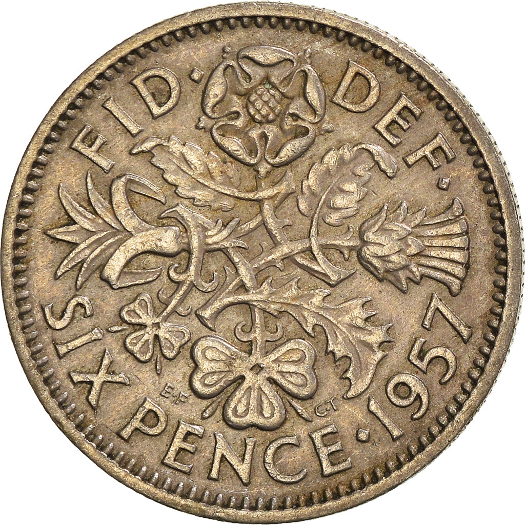Monnaie, Grande-Bretagne, 6 Pence, 1957