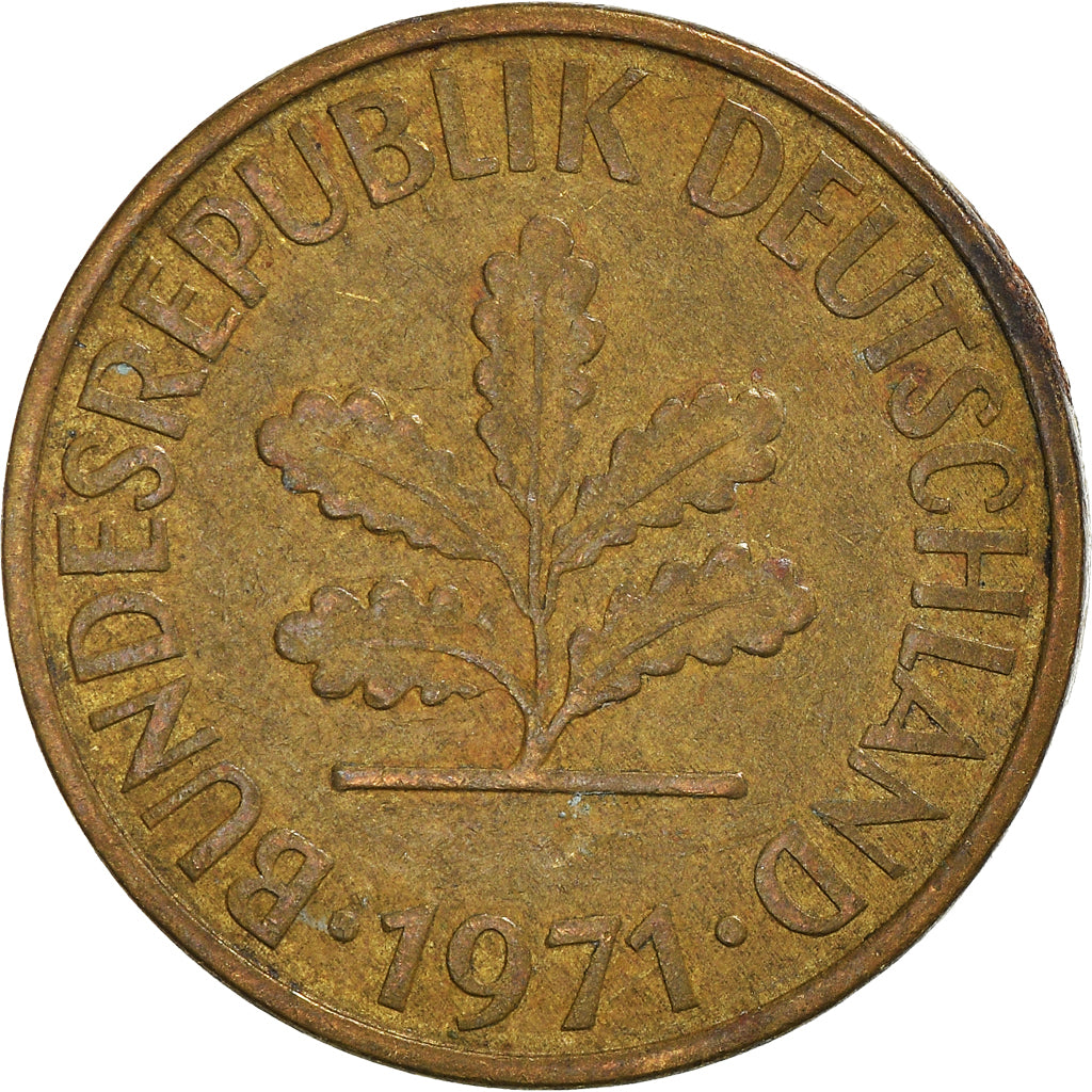 Moeda, ALEMANHA - REPÚBLICA FEDERAL, 10 Pfennig, 1971