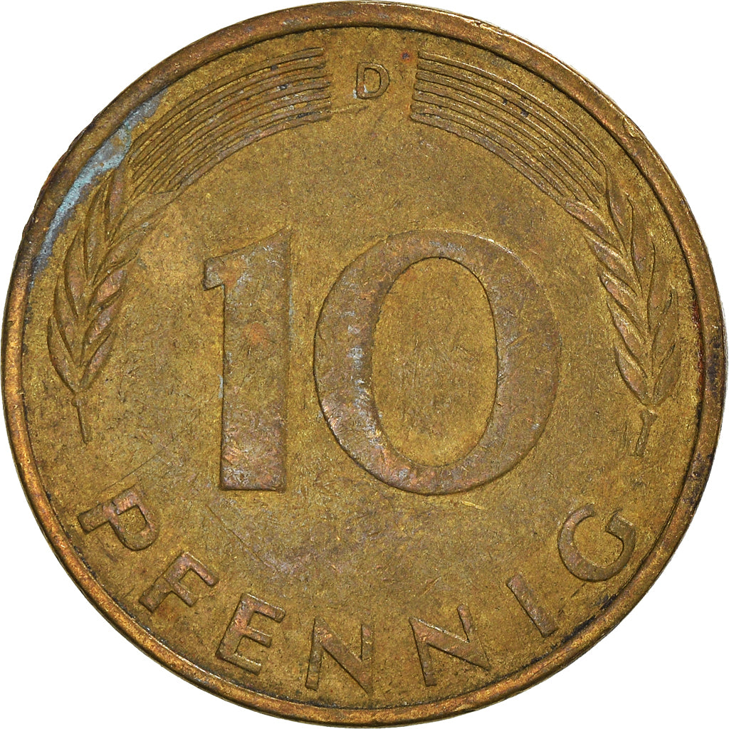 Moeda, ALEMANHA - REPÚBLICA FEDERAL, 10 Pfennig, 1971