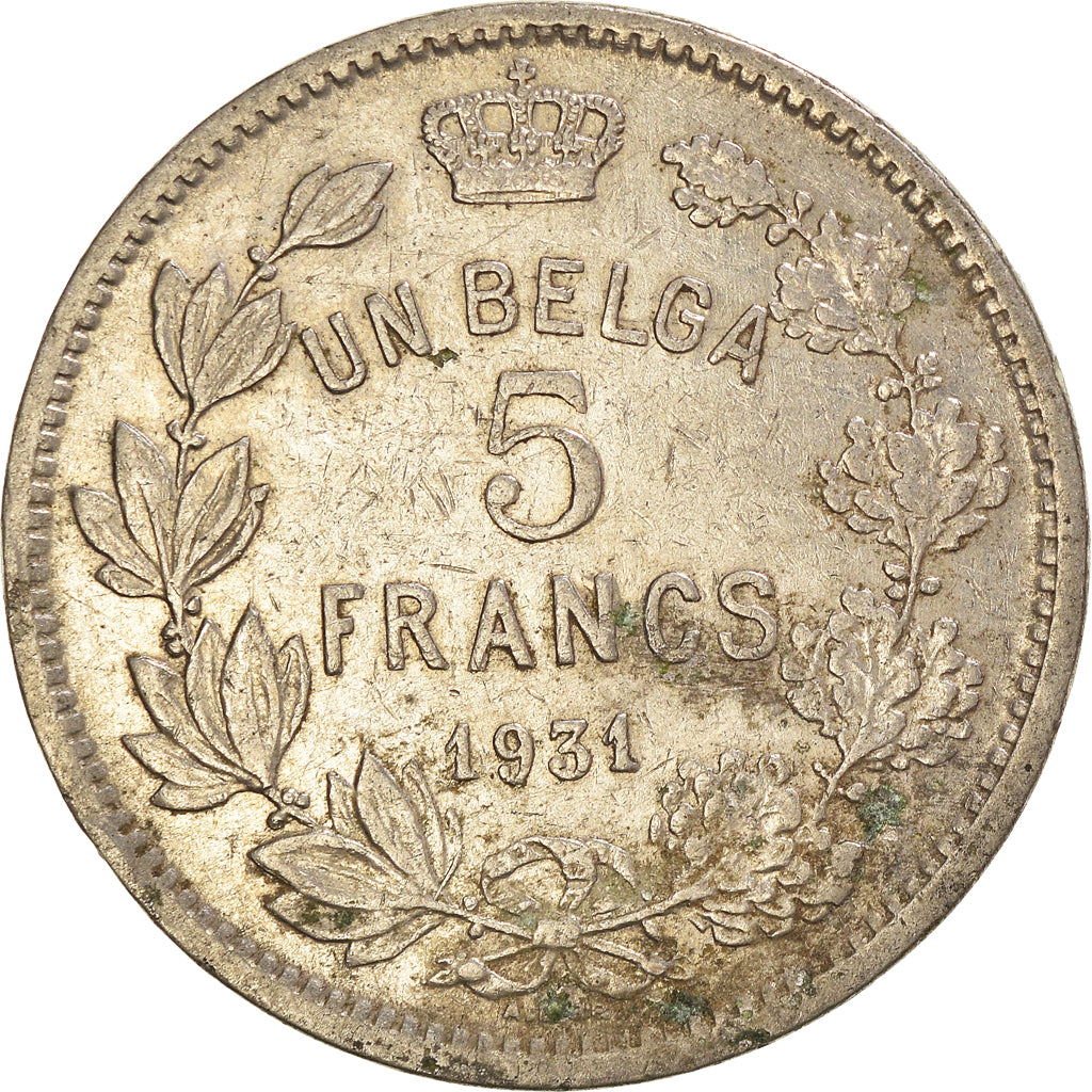 Moneda, Bélgica, 5 Francs, 5 Frank, 1931
