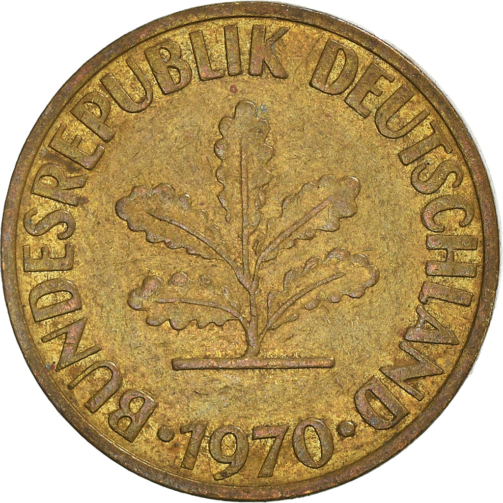 Moeda, ALEMANHA - REPÚBLICA FEDERAL, 10 Pfennig, 1970