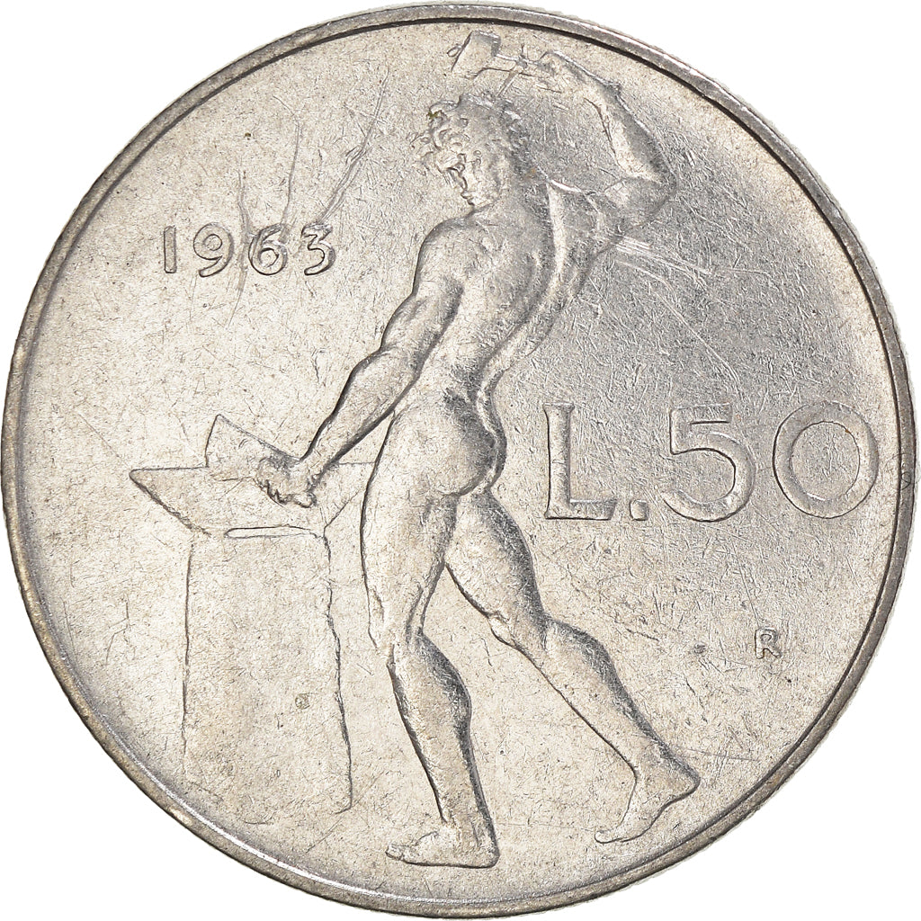 Münze, Italien, 50 Lire, 1963