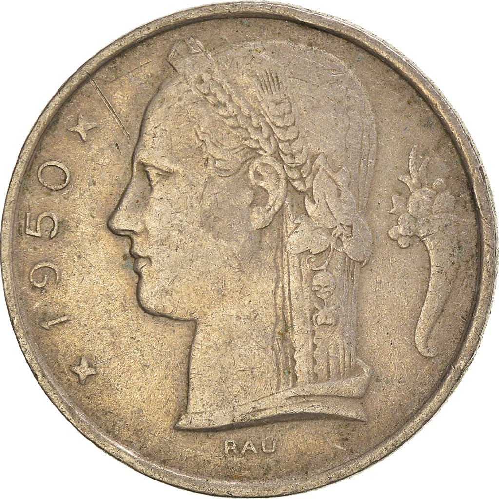 Moeda, Bélgica, 5 Francs, 5 Frank, 1950