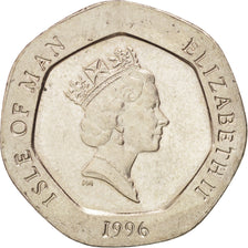 ISLE OF MAN, 20 Pence, 1996, KM #592, AU(55-58), Copper-Nickel, 21.4, 5.00