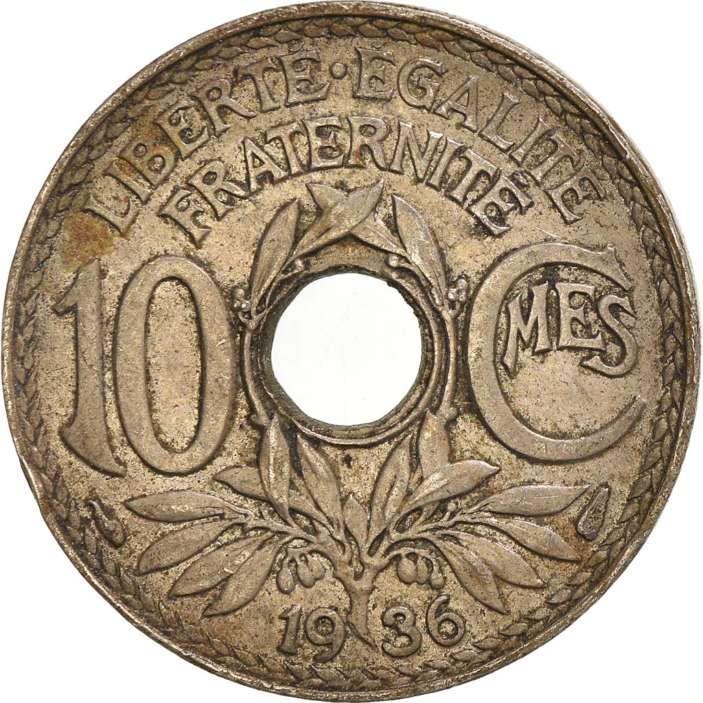 Moneda, Francia, 10 Centimes, 1936