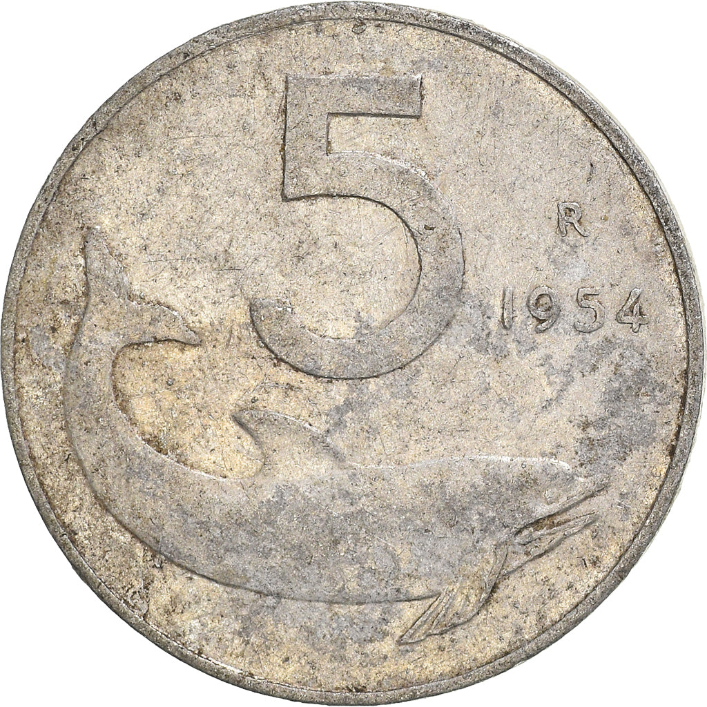 Coin, Italy, 5 Lire, 1954