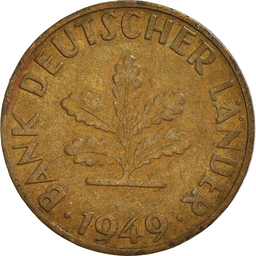 Moneta, GERMANIA - REPUBBLICA FEDERALE, 10 Pfennig, 1949