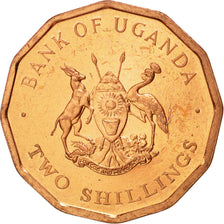 Uganda, 2 Shillings, 1987, SPL, Acciaio placcato rame, KM:28