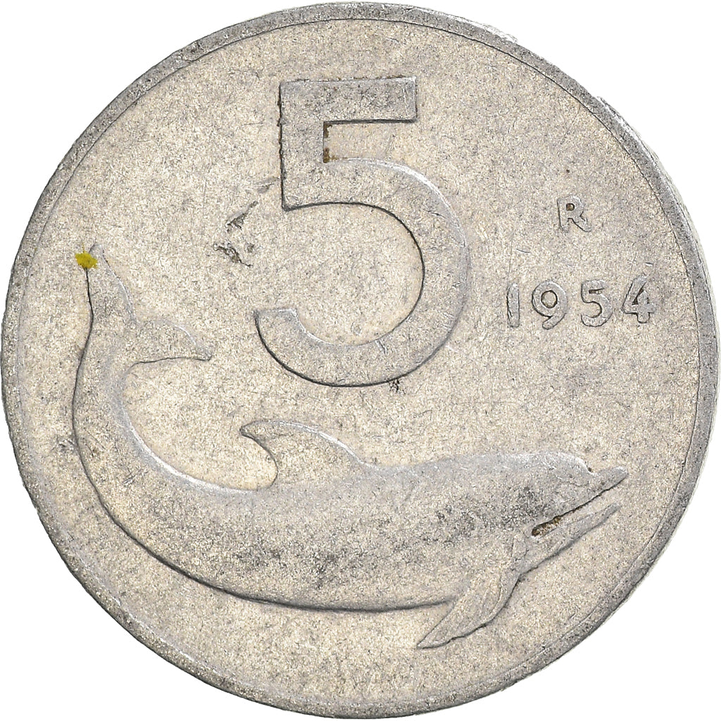 Moeda, Itália, 5 Lire, 1954