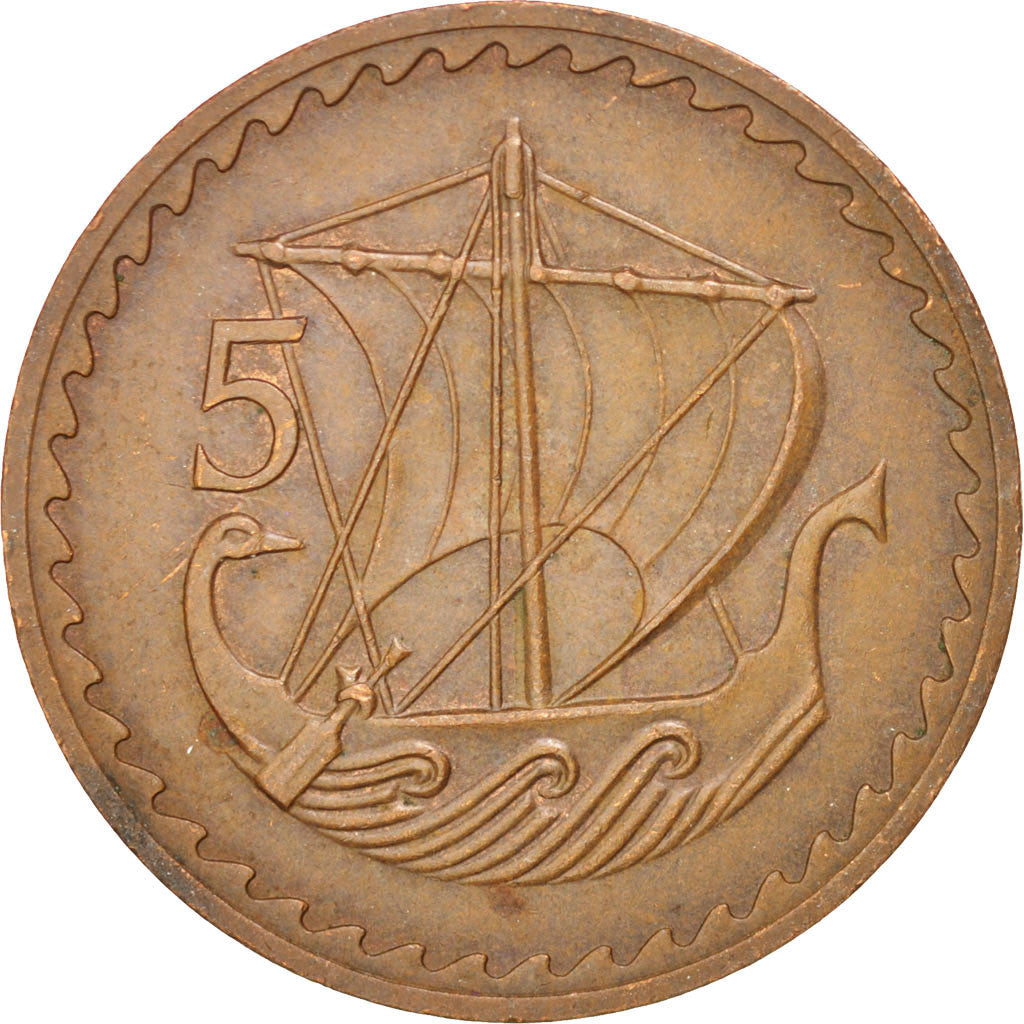 CYPRUS, 5 Mils, 1973, KM #39, EF(40-45), Bronze, 5.54