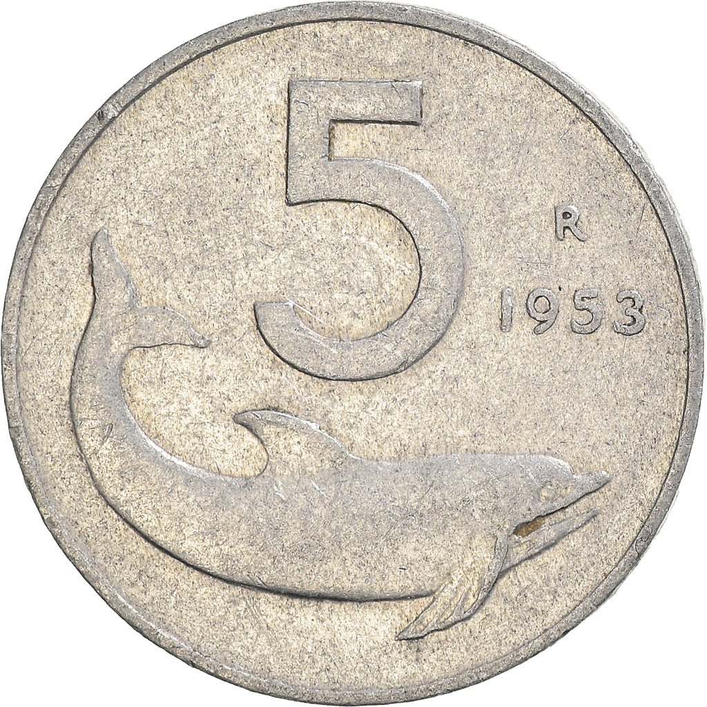 Moneta, Włochy, 5 Lire, 1953