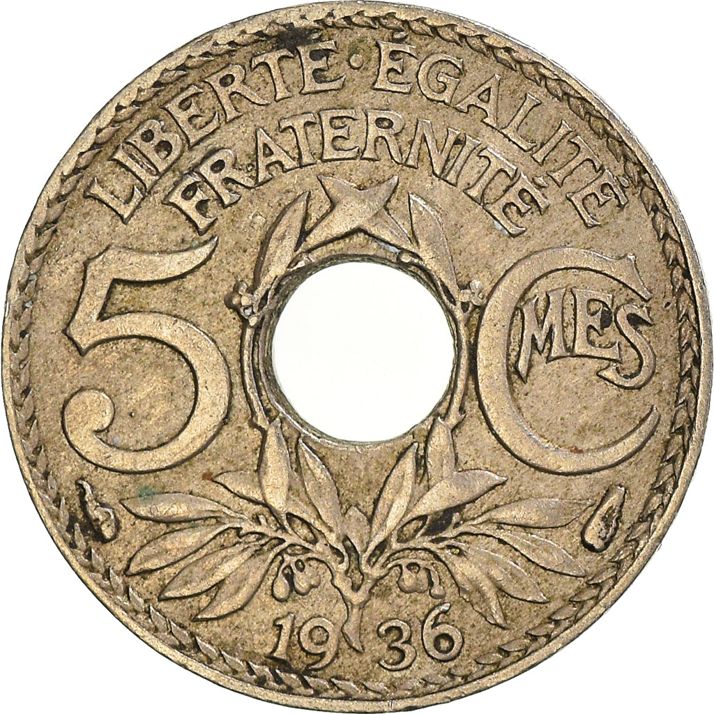 Moneta, Francia, 5 Centimes, 1936