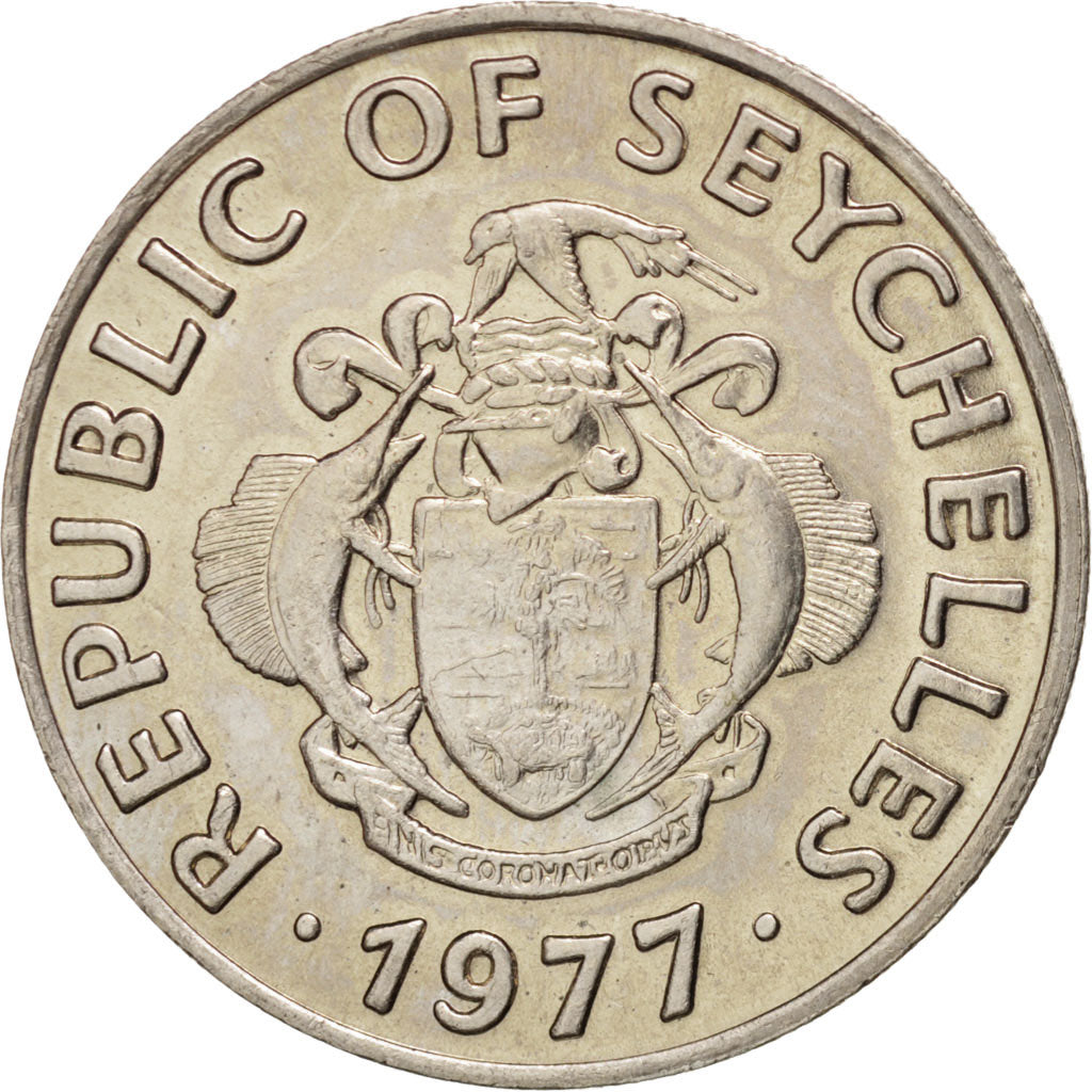 SEYCHELLES, 50 Cents, 1977, British Royal Mint, KM #34, MS(63), Copper-Nickel,..