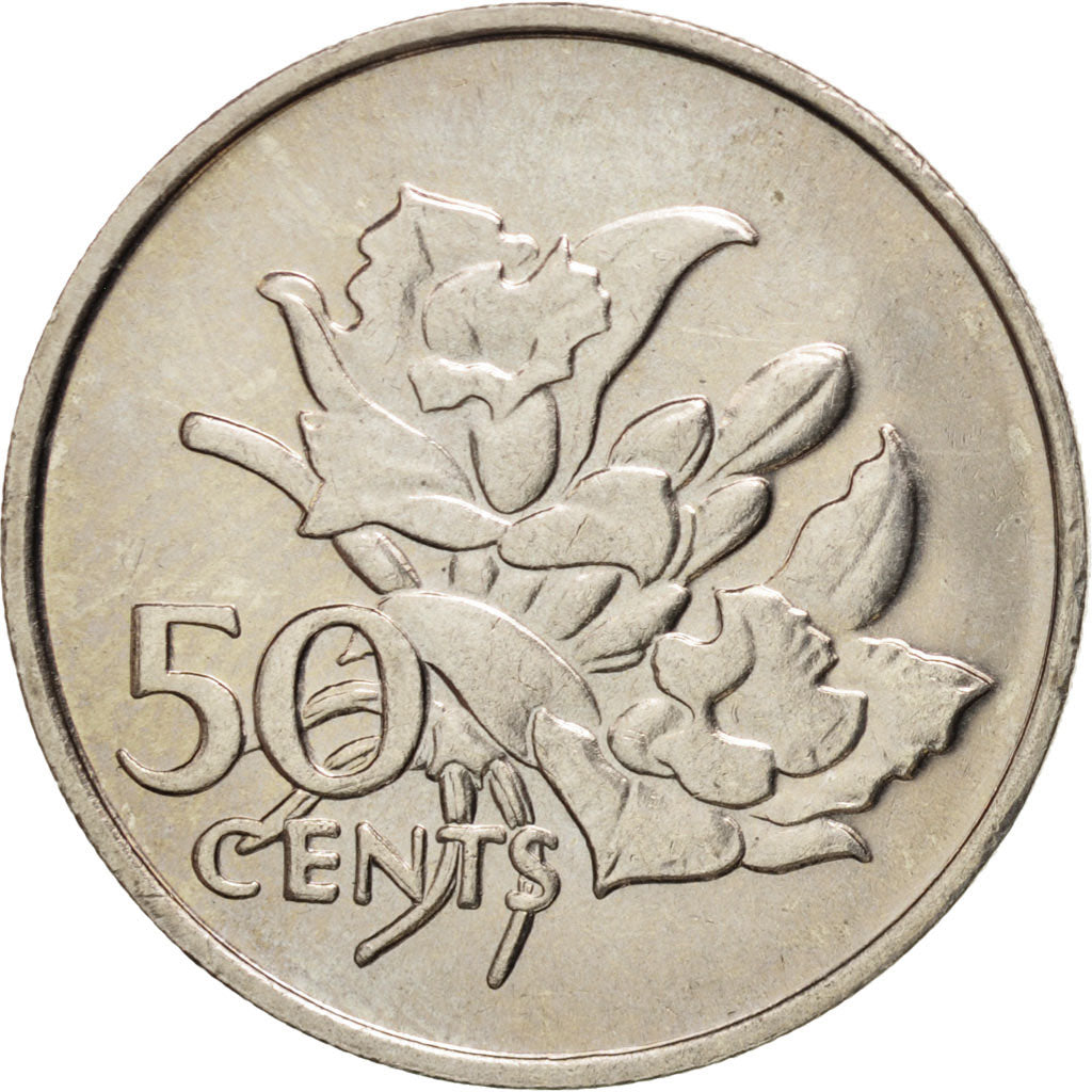 SEYCHELLES, 50 Cents, 1977, British Royal Mint, KM #34, MS(63), Copper-Nickel,..