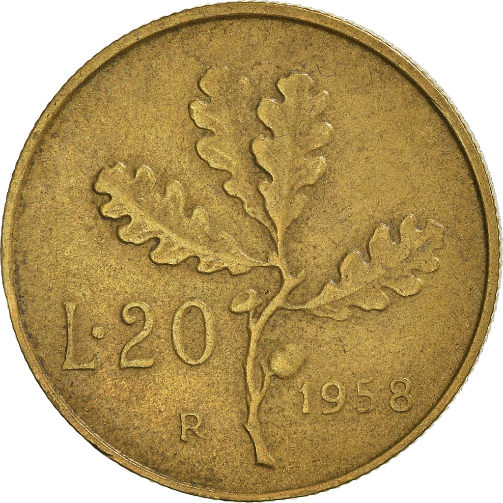 Coin, Italy, 20 Lire, 1958