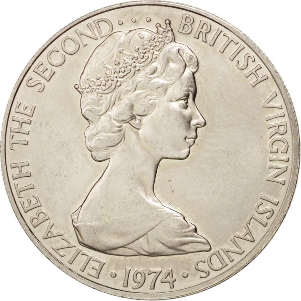 BRITISH VIRGIN ISLANDS, 25 Cents, 1974, Franklin Mint, KM #4, MS(63),...