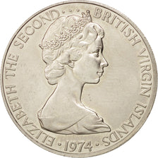 BRITISH VIRGIN ISLANDS, 25 Cents, 1974, Franklin Mint, KM #4, MS(63),...