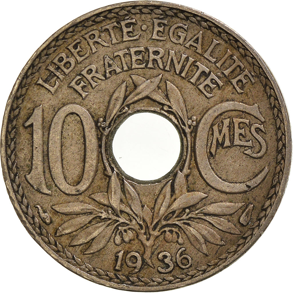 Moneda, Francia, 10 Centimes, 1936