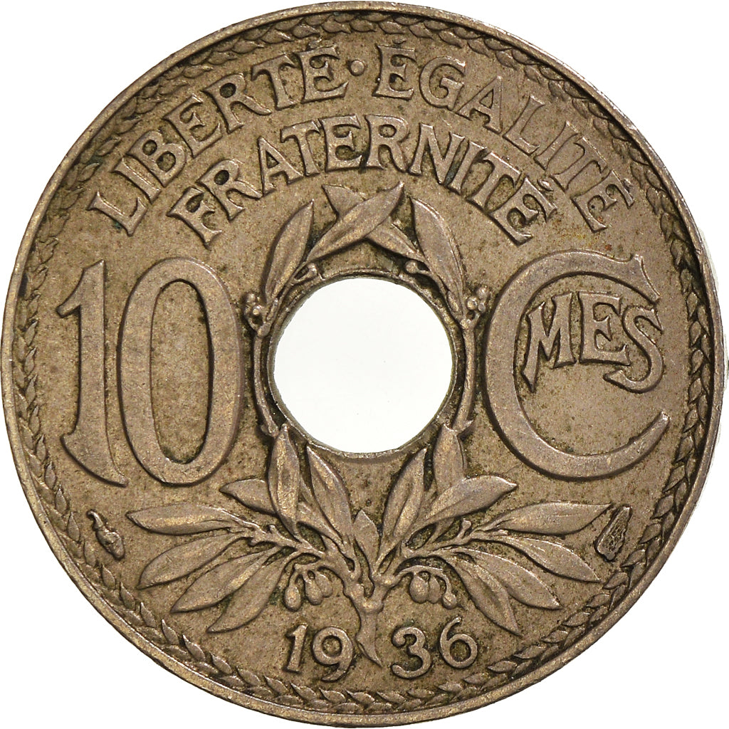 Moeda, França, 10 Centimes, 1936