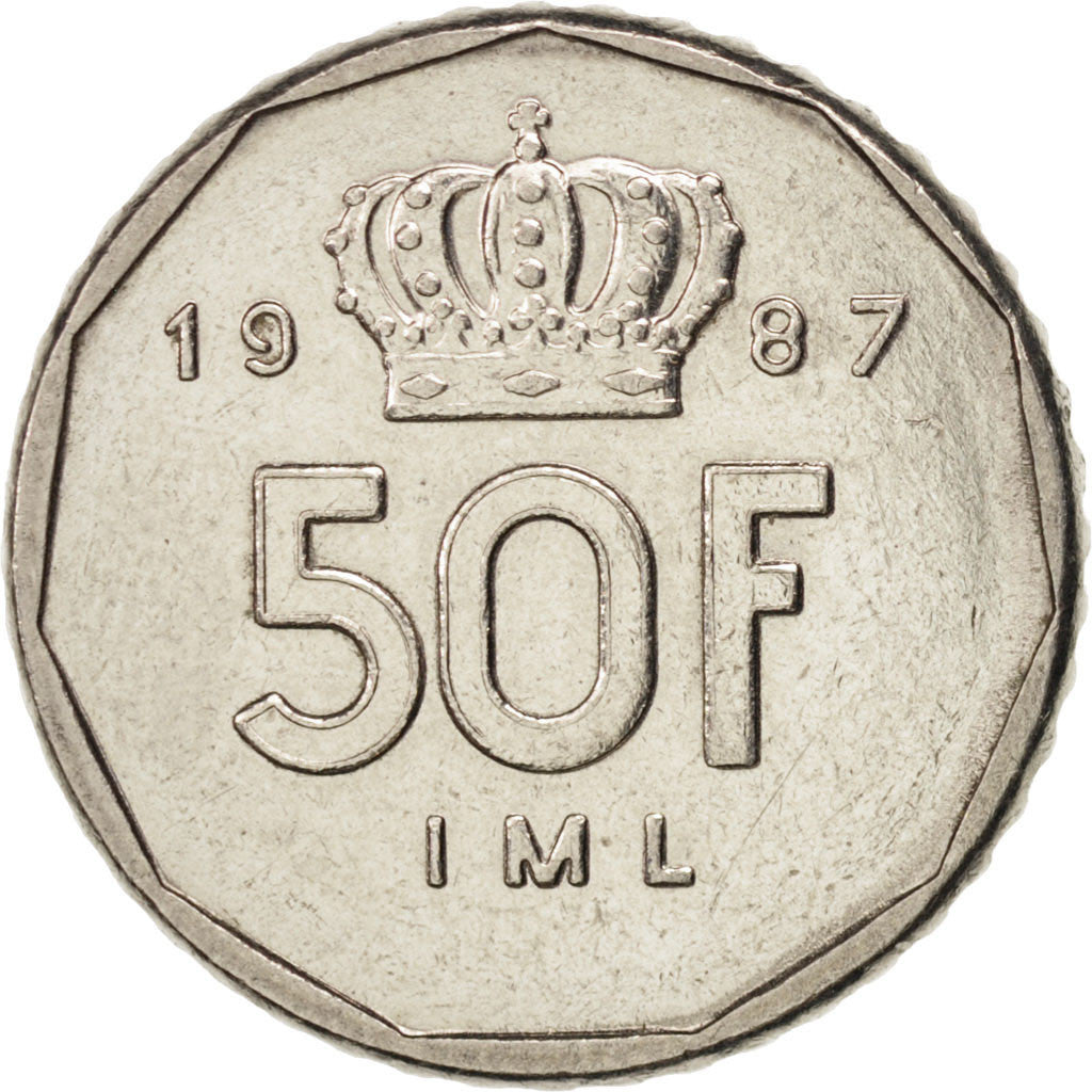 LUXEMBOURG, 50 Francs, 1987, KM #62, AU(55-58), Nickel, 22.75, 6.99