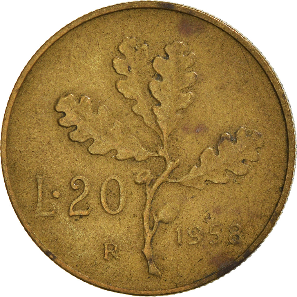 Moneta, Italia, 20 Lire, 1958