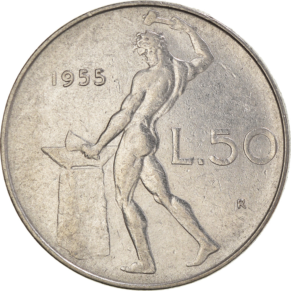Coin, Italy, 50 Lire, 1955