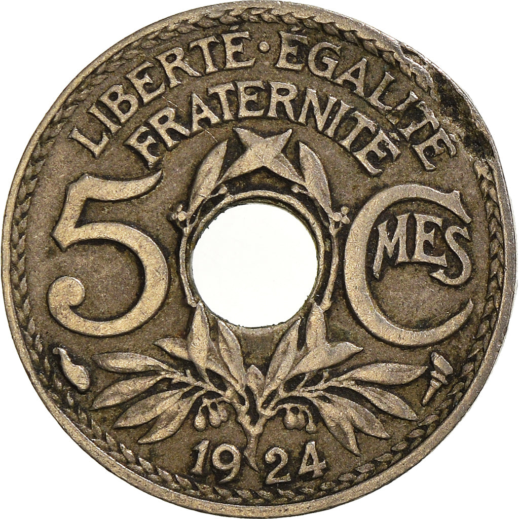 Moneta, Francia, 5 Centimes, 1924