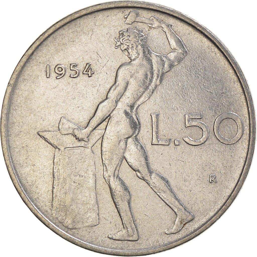 Coin, Italy, 50 Lire, 1954
