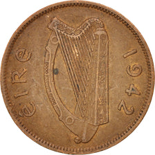 IRELAND REPUBLIC, 1/2 Penny, 1942, KM #10, EF(40-45), Bronze, 25.5, 5.54