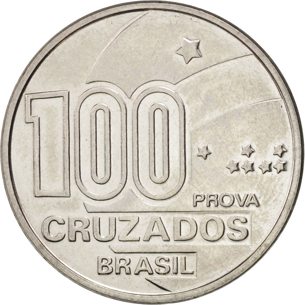Coin, Brazil, 100 Cruzados, 1988, MS(63), Stainless Steel, KM:PrA26