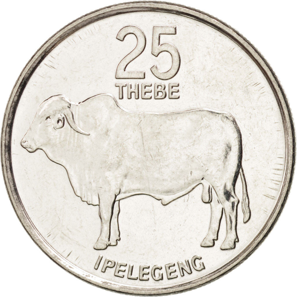 BOTSWANA, 25 Thebe, 1991, KM #6a, MS(63), Nickel Plated Steel, 25, 5.71