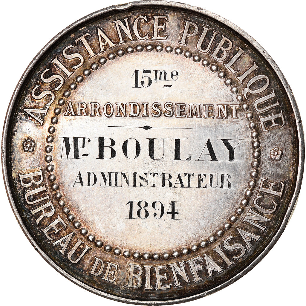 France, Medal, Assistance Publique, Bureau de Bienfaisance, Paris, 1894