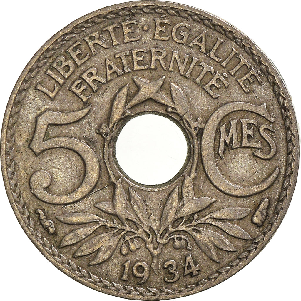 Monnaie, France, 5 Centimes, 1934