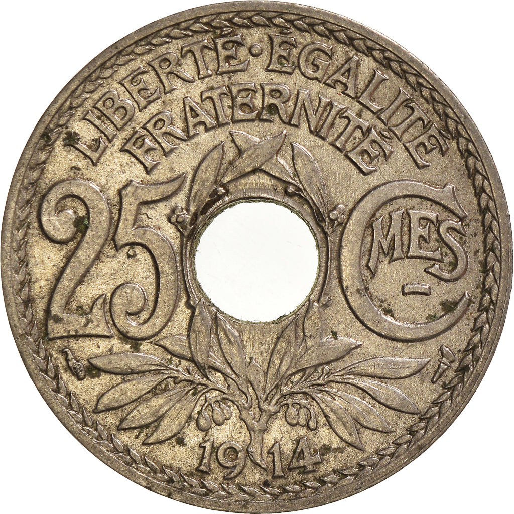Moeda, França, 25 Centimes, 1914
