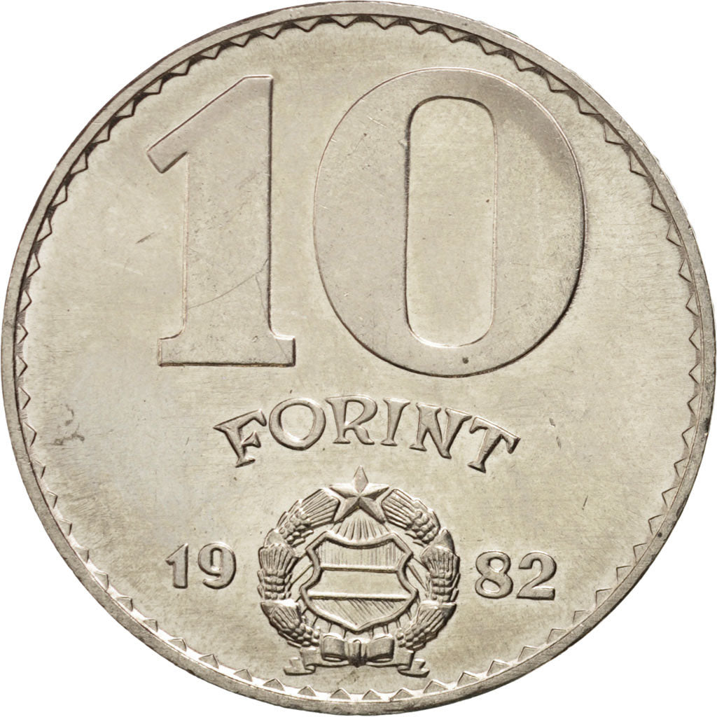 Coin, Hungary, 10 Forint, 1982, MS(63), Nickel, KM:595