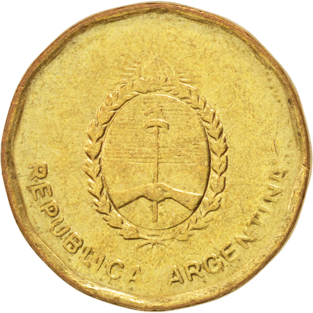 ARGENTINA, 10 Centavos, 1988, KM #98, EF(40-45), Brass, 21.5, 4.42