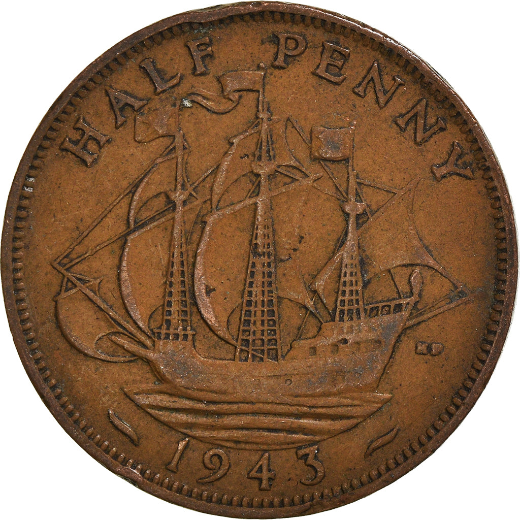 Monnaie, Grande-Bretagne, 1/2 Penny, 1943