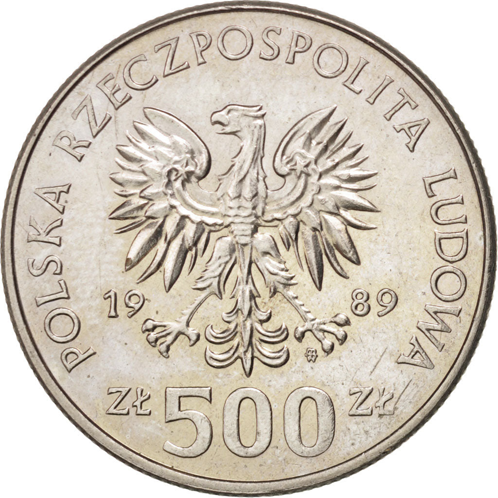 Coin, Poland, 500 Zlotych, 1989, MS(63), Copper-nickel, KM:185